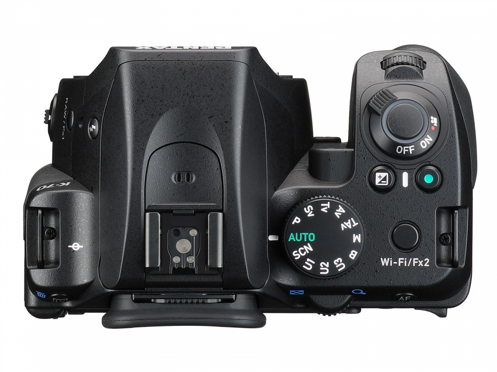 Pentax k70 black kit digital camera top view