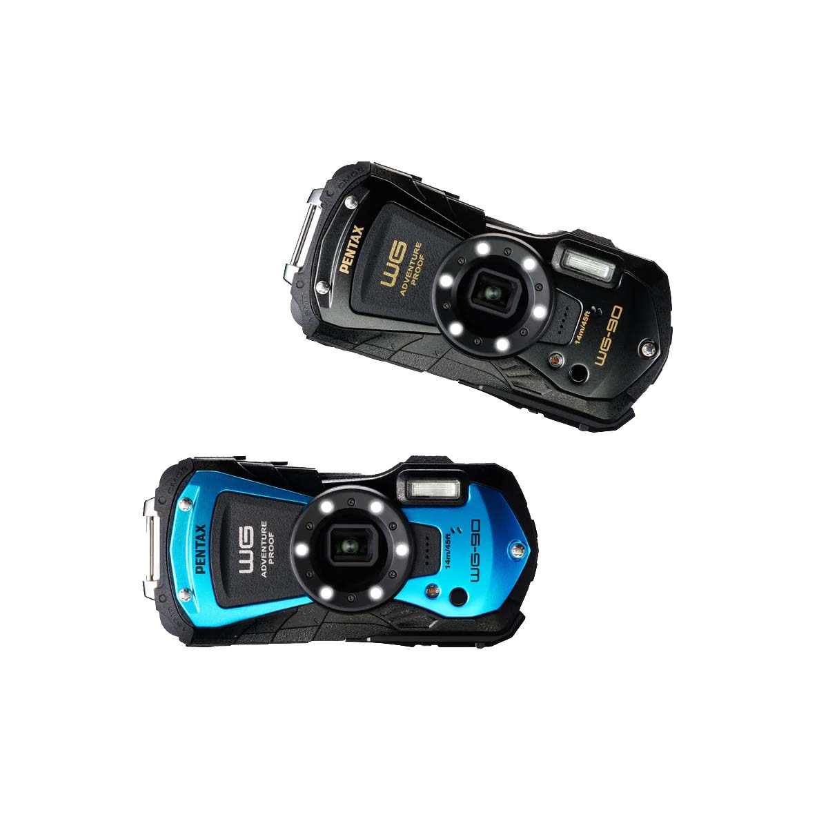Pentax wg90 blue and black digital cameras