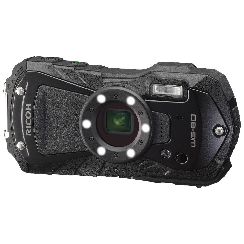 black ricoh wg80 front view