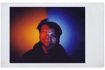double exposure of a man taken on fujifilm instax